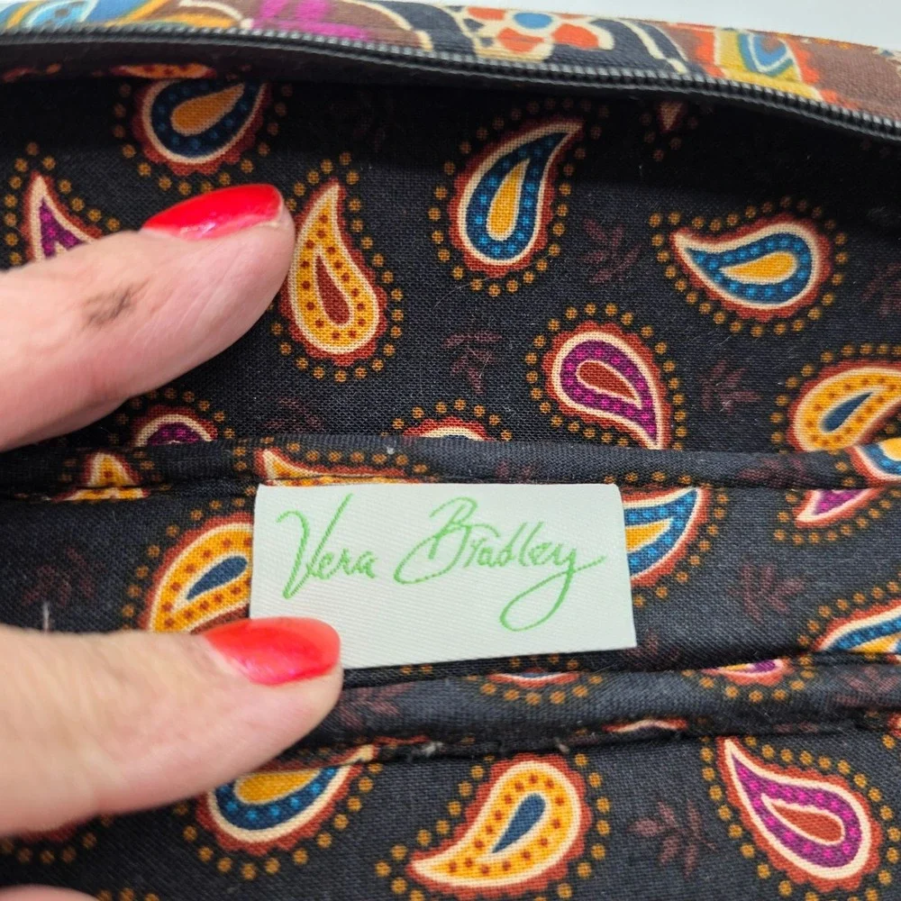 Vera Bradley Hard Eyeglass Case Paisley Pattern Zipper Closure Designer Luxury‎